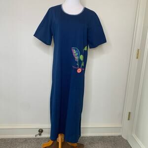 Charlie & Pete Blue Midi Dress Flower Pocket Large